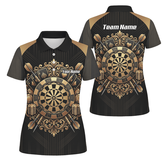 Dart Trikot Damen Personalisierbar – Casino & Poker Design Schwarz Gold D9179 - Outfitsuche