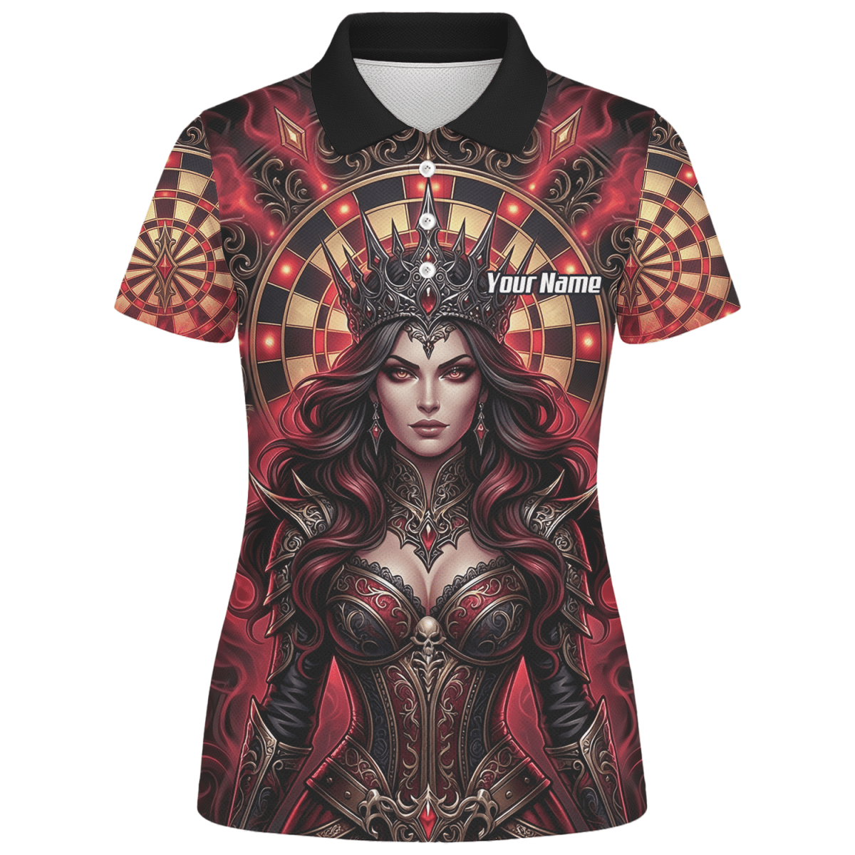 Dart Trikot Damen – Personalisierbar Dark Queen Design Rot Schwarz Z3023 - Outfitsuche