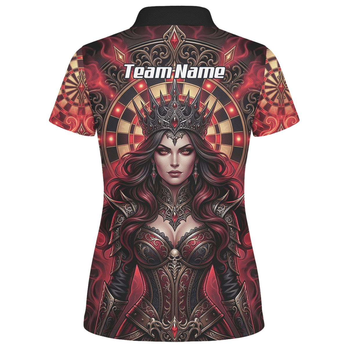 Dart Trikot Damen – Personalisierbar Dark Queen Design Rot Schwarz Z3023 - Outfitsuche