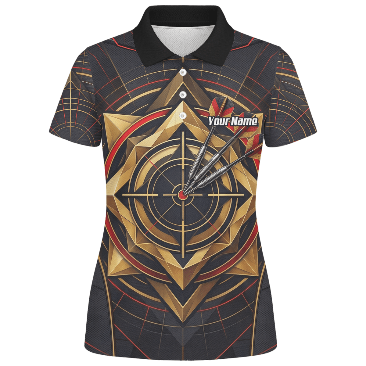 Dart Trikot Damen – Personalisierbar – Design Goldene Zielscheibe J2245 - Outfitsuche