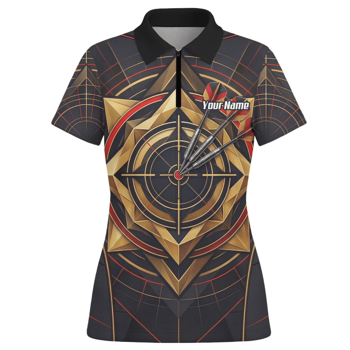 Dart Trikot Damen – Personalisierbar – Design Goldene Zielscheibe J2245 - Outfitsuche