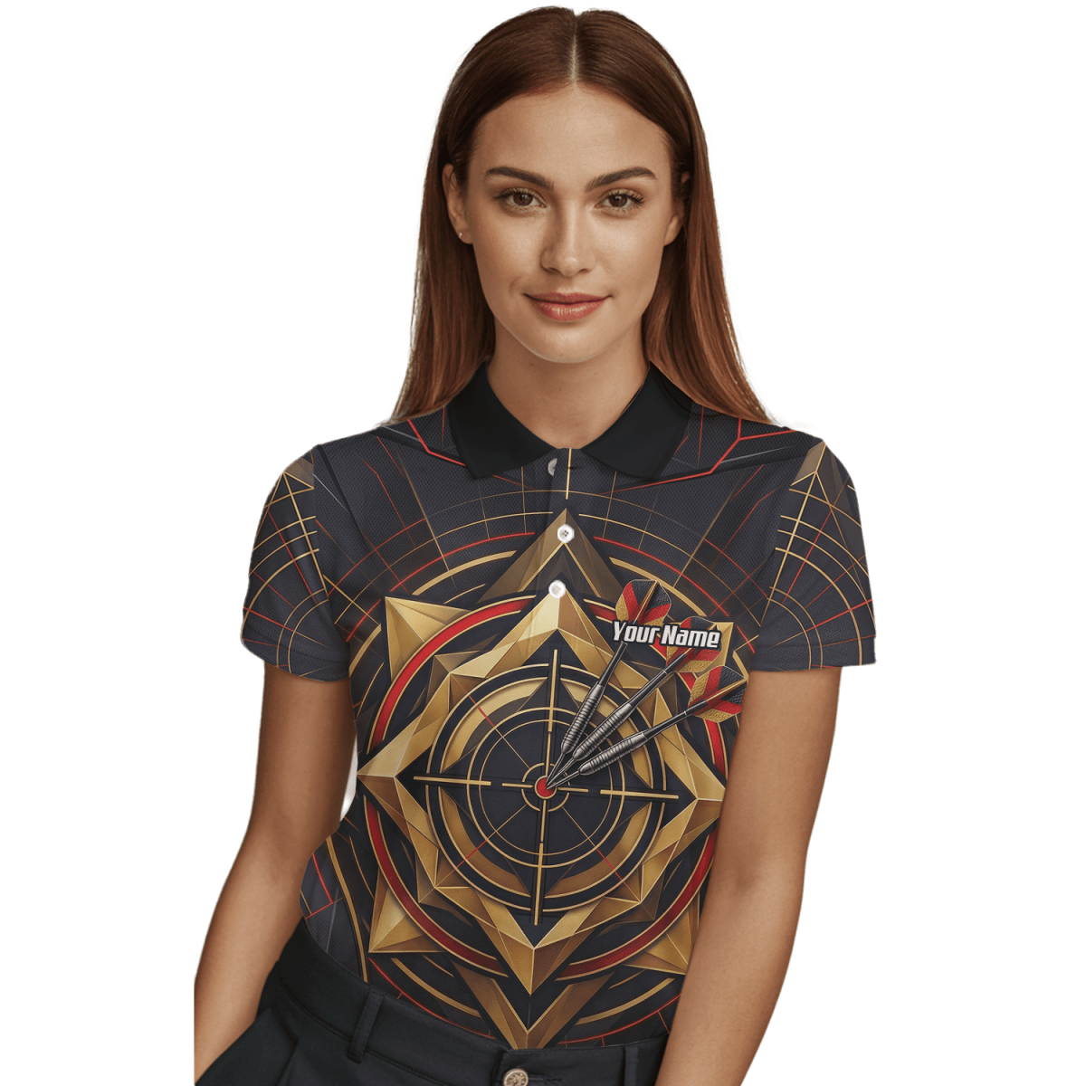 Dart Trikot Damen – Personalisierbar – Design Goldene Zielscheibe J2245 - Outfitsuche