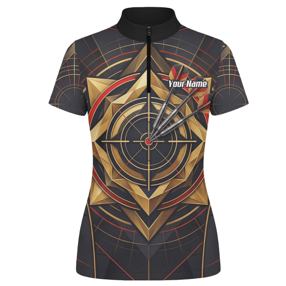 Dart Trikot Damen – Personalisierbar – Design Goldene Zielscheibe J2245 - Outfitsuche