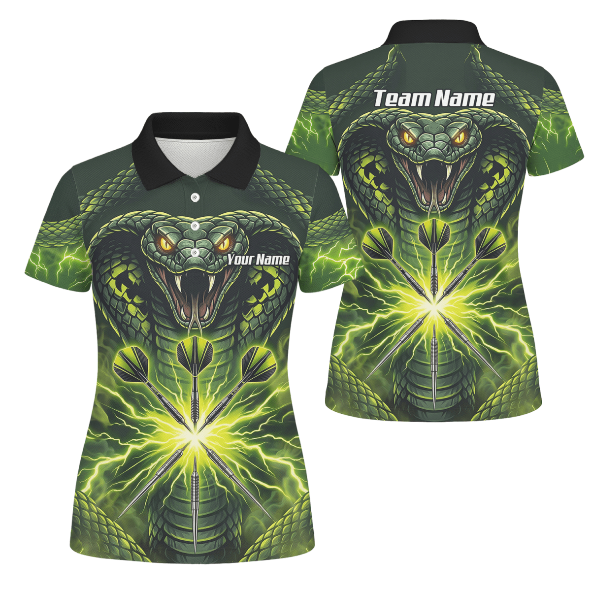 Dart Trikot Damen Personalisierbar – Motiv Kobra & Blitz Grün Q1658 - Outfitsuche