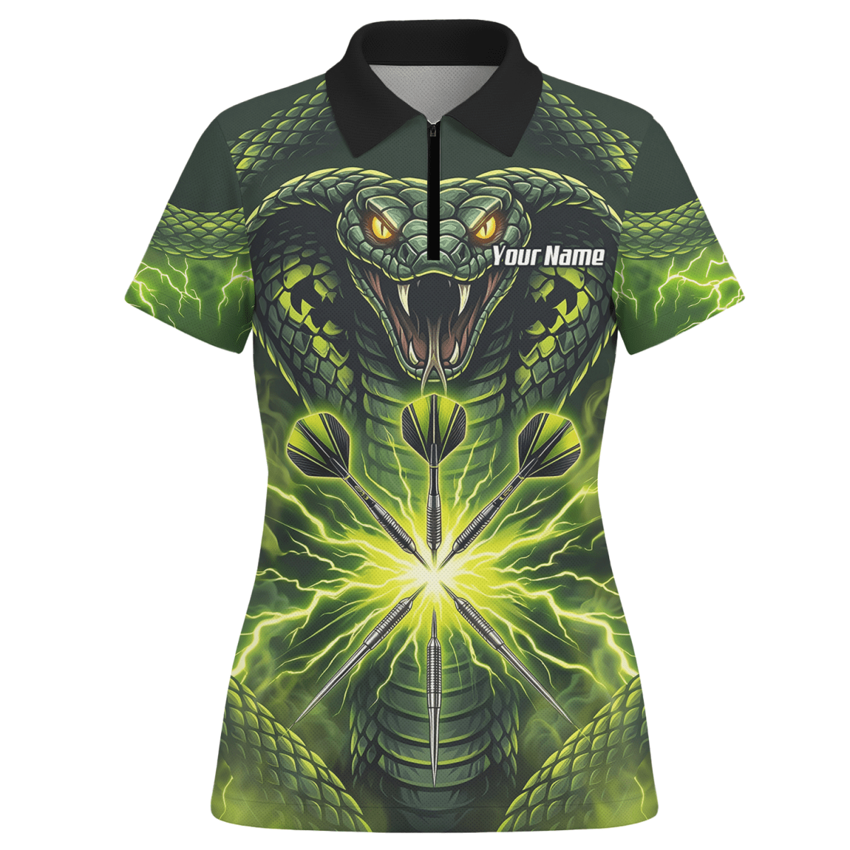 Dart Trikot Damen Personalisierbar – Motiv Kobra & Blitz Grün Q1658 - Outfitsuche
