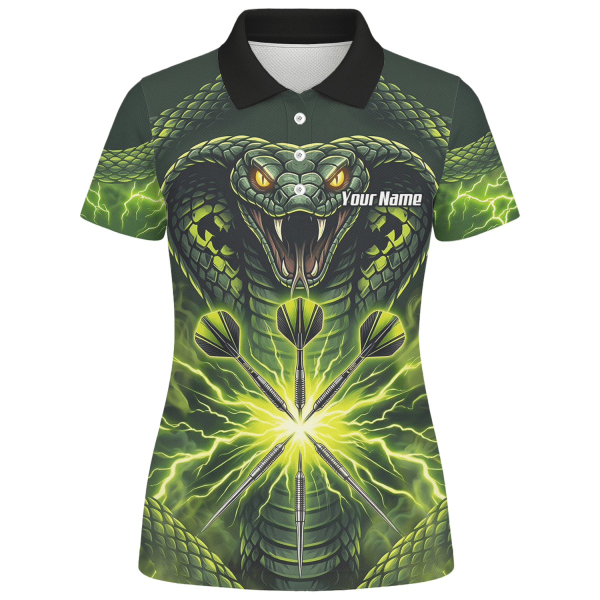 Dart Trikot Damen Personalisierbar – Motiv Kobra & Blitz Grün Q1658 - Outfitsuche