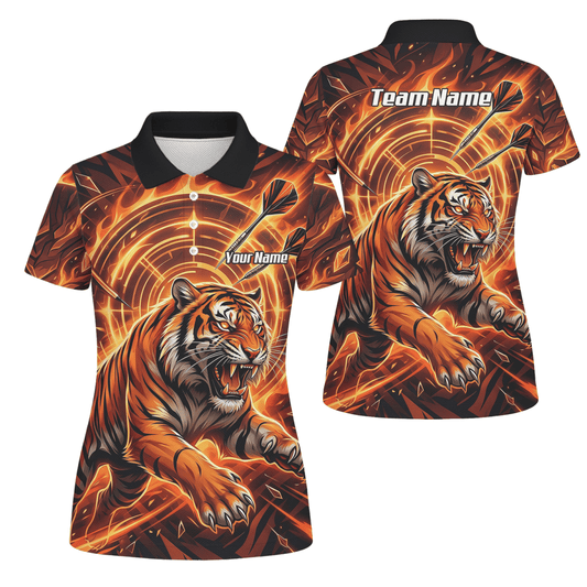 Dart Trikot Damen Personalisierbar – Tiger & Flammen Motiv Orange L1425 - Outfitsuche