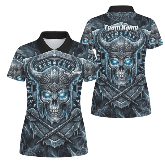 Dart Trikot Damen Personalisierbar – Wikinger Totenkopf Blau Schwarz I6327 - Outfitsuche