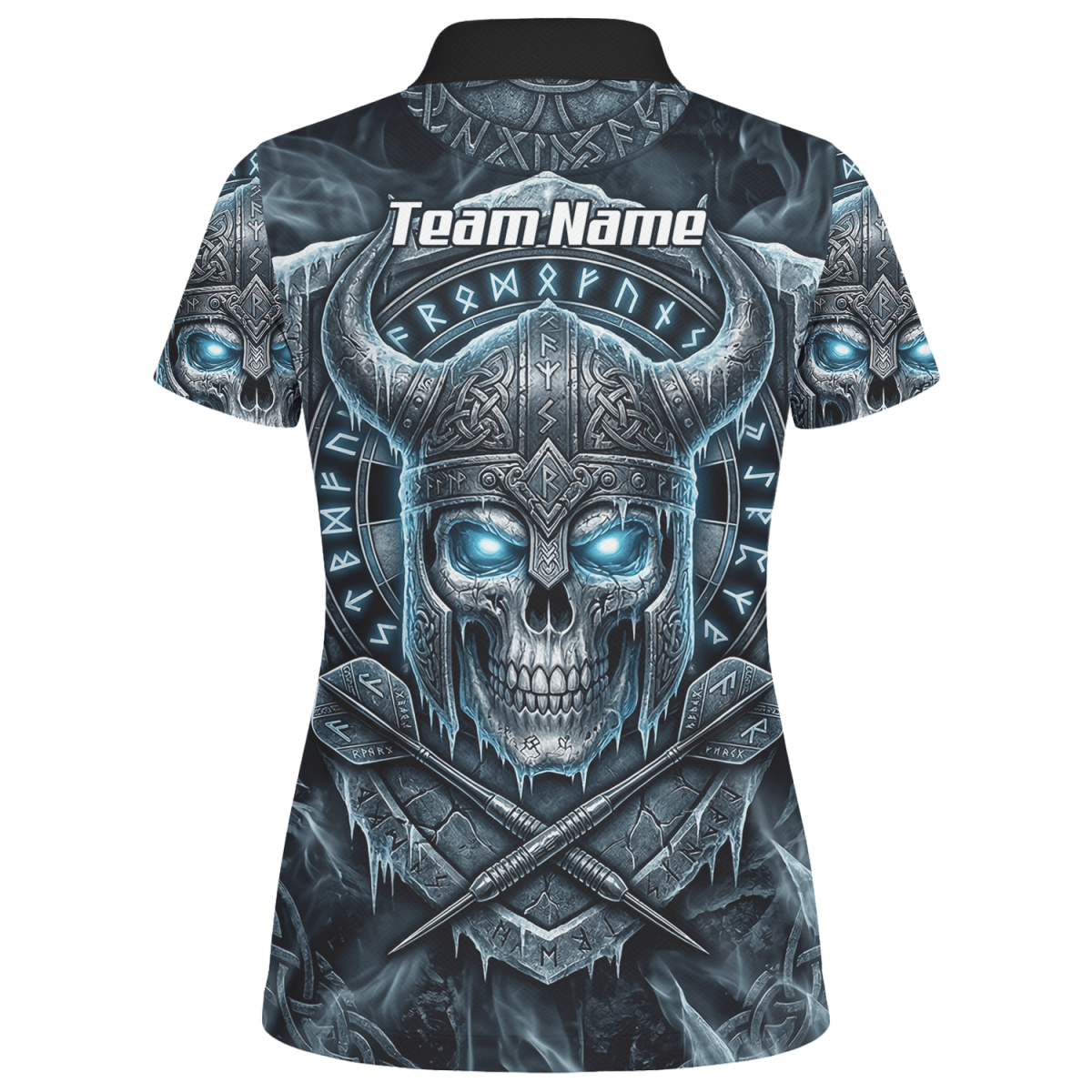 Dart Trikot Damen Personalisierbar – Wikinger Totenkopf Blau Schwarz I6327 - Outfitsuche