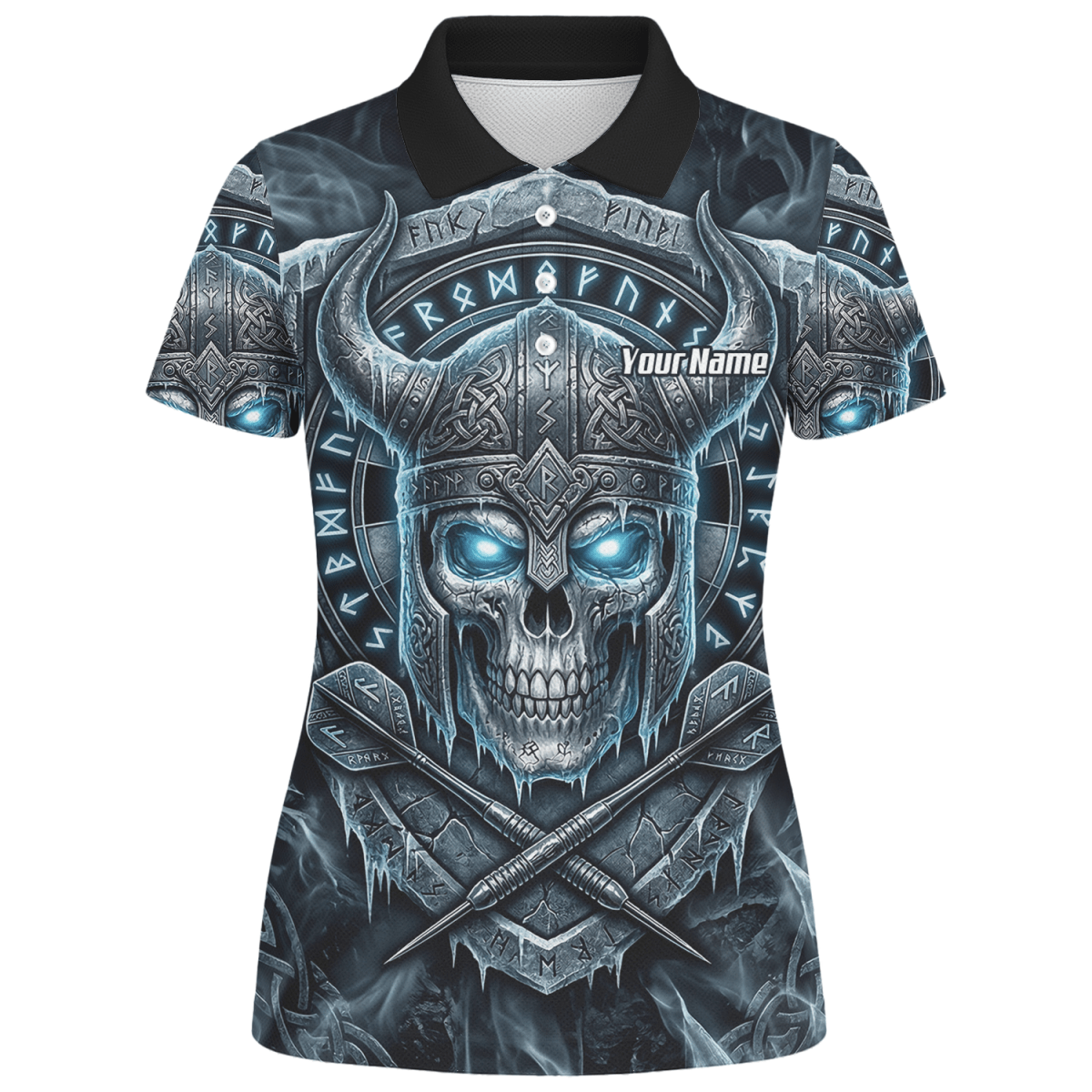 Dart Trikot Damen Personalisierbar – Wikinger Totenkopf Blau Schwarz I6327 - Outfitsuche