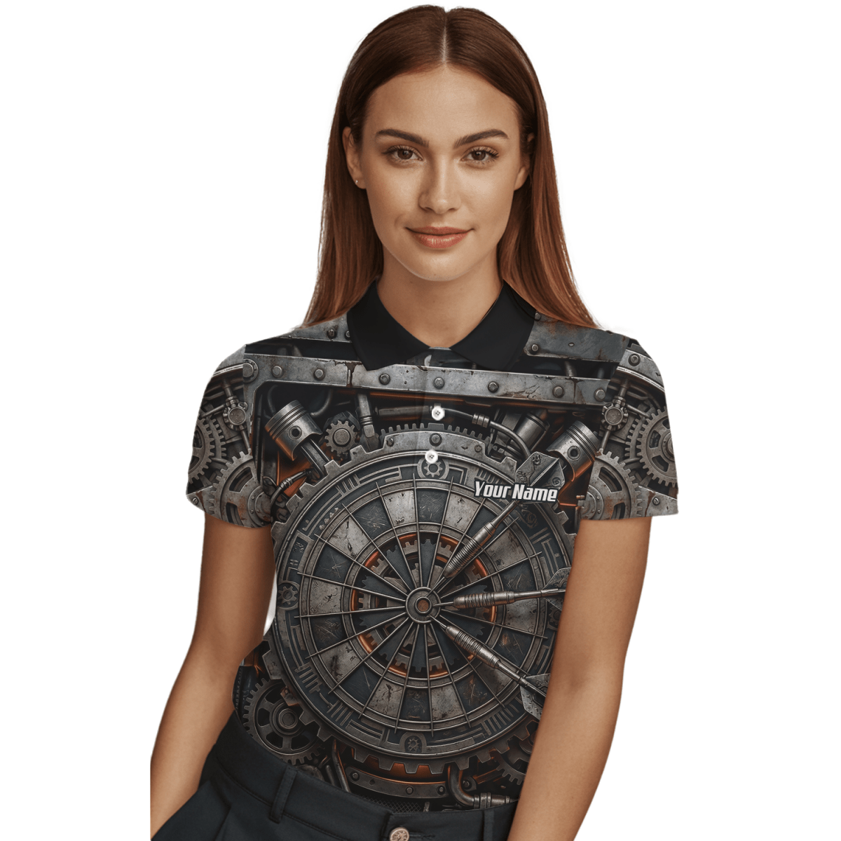 Dart Trikot Damen Personalisiert – Industrial Mechanik Design Grau W2120 - Outfitsuche