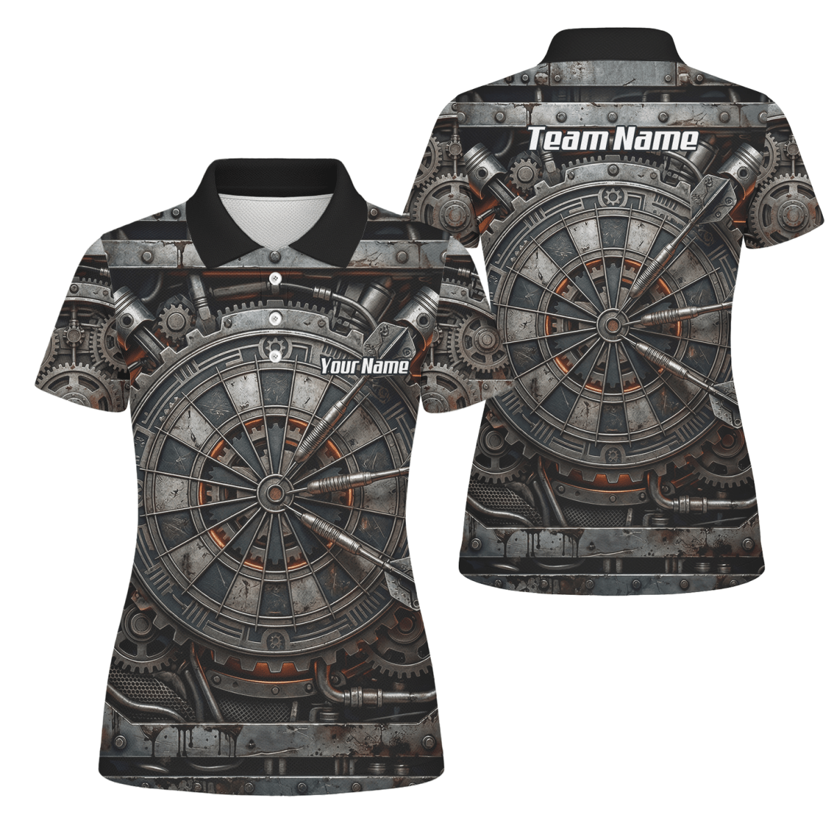 Dart Trikot Damen Personalisiert – Industrial Mechanik Design Grau W2120 - Outfitsuche