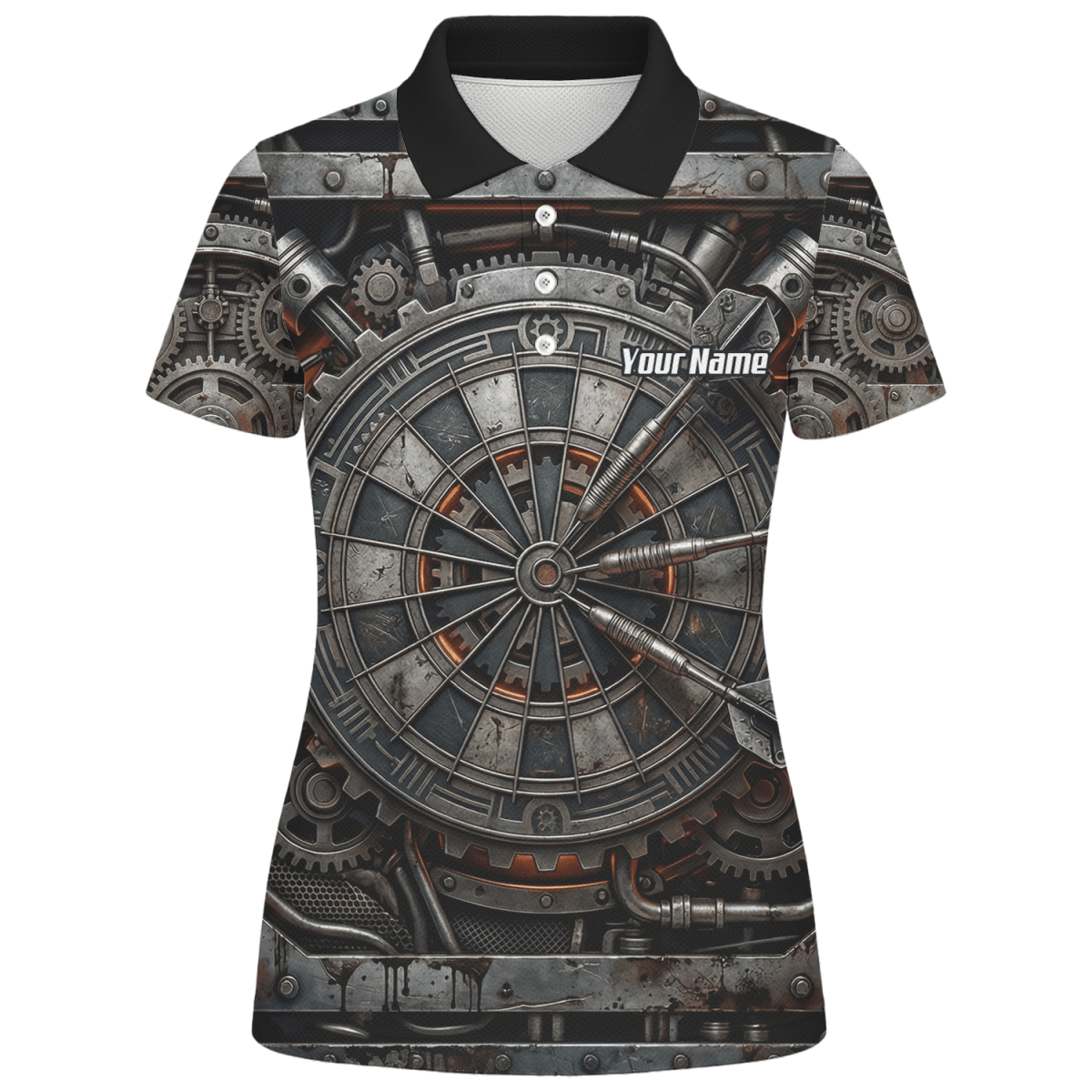 Dart Trikot Damen Personalisiert – Industrial Mechanik Design Grau W2120 - Outfitsuche