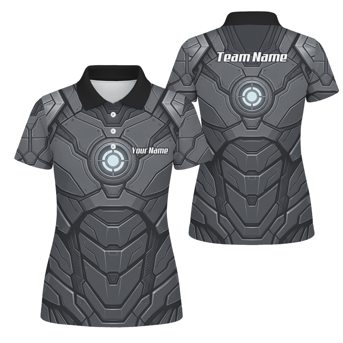 Dart Trikot Damen Personalisiert – Mech Rüstung Design Grau - Schwarz C3855 - Outfitsuche