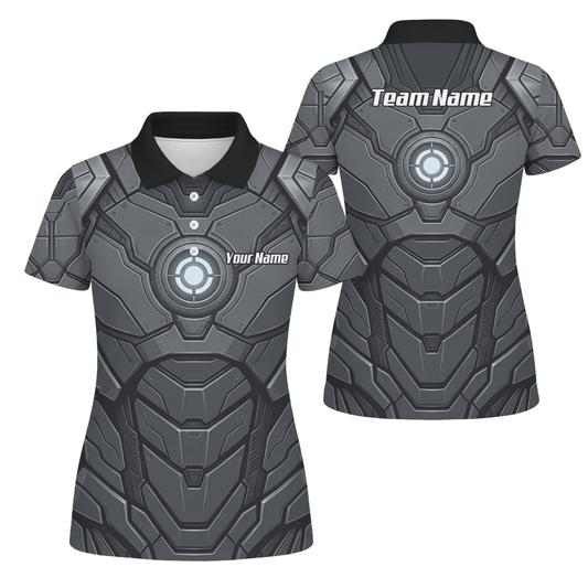 Dart Trikot Damen Personalisiert – Mech Rüstung Design Grau - Schwarz C3855 - Outfitsuche