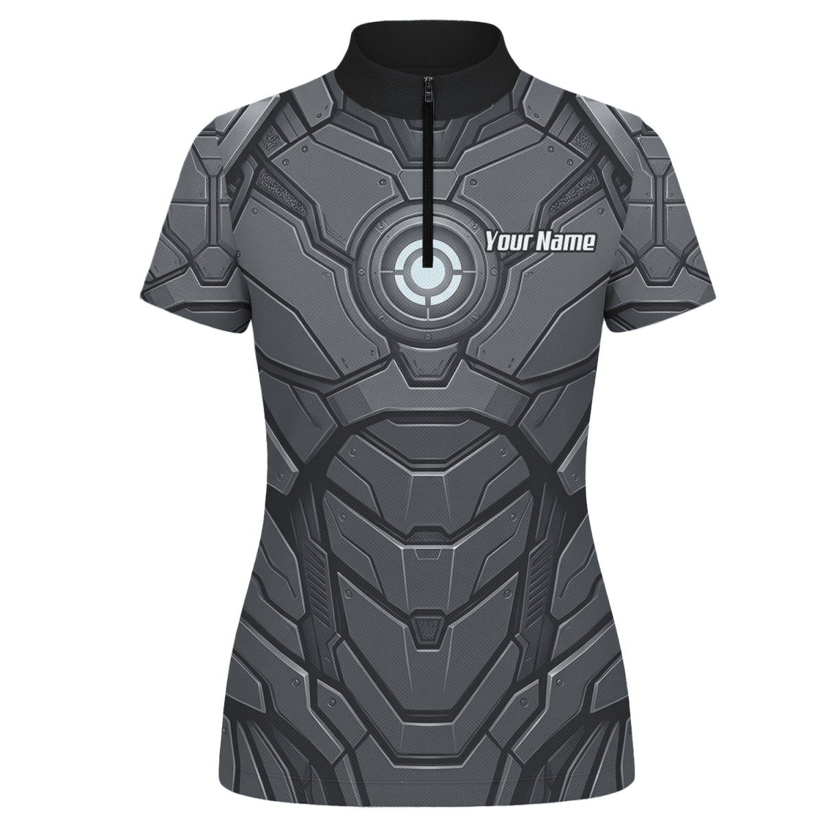 Dart Trikot Damen Personalisiert – Mech Rüstung Design Grau - Schwarz C3855 - Outfitsuche
