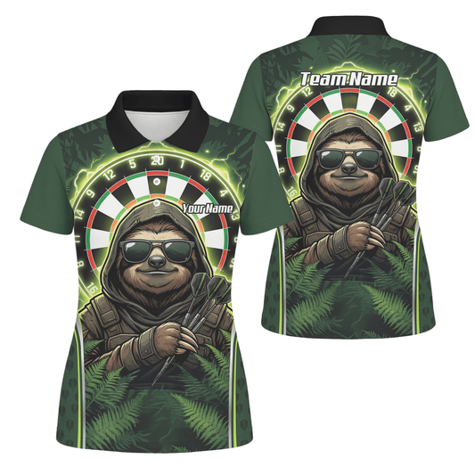Dart Trikot Damen – Personalisiertes Faultier Motiv Grün Schwarz A2449 - Outfitsuche