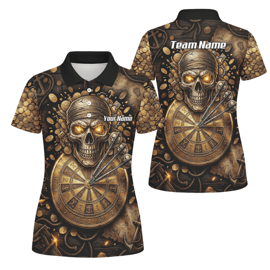 Dart Trikot Damen – Piraten Totenkopf Gold & Bronze Design – Personalisiert L4232 - Outfitsuche