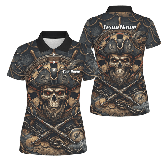 Dart Trikot Damen – Piraten Totenkopf Schwarz Gold Personalisierbar H4255 - Outfitsuche