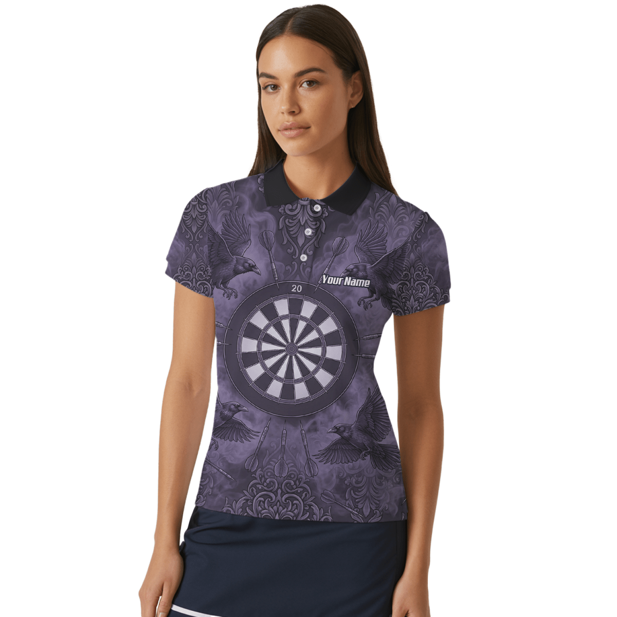 Dart Trikot Damen – Raben Motiv Lila Schwarz Personalisiert A3714 - Outfitsuche