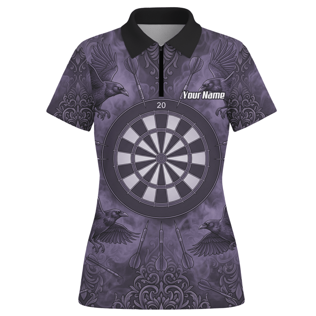 Dart Trikot Damen – Raben Motiv Lila Schwarz Personalisiert A3714 - Outfitsuche