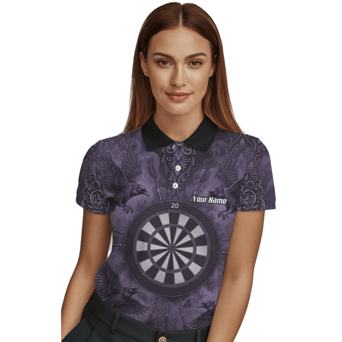 Dart Trikot Damen – Raben Motiv Lila Schwarz Personalisiert A3714 - Outfitsuche
