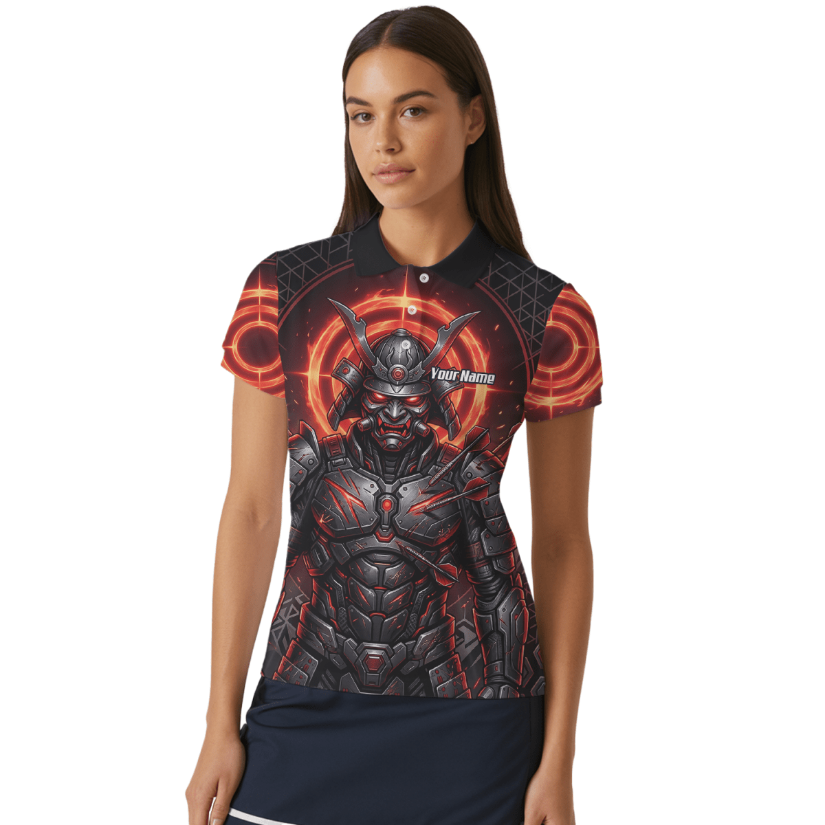 Dart Trikot Damen – Samurai Krieger Design Rot Schwarz Wunschname R5691 - Outfitsuche