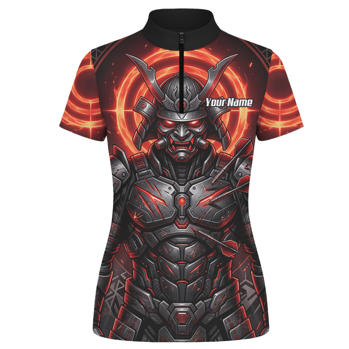 Dart Trikot Damen – Samurai Krieger Design Rot Schwarz Wunschname R5691 - Outfitsuche