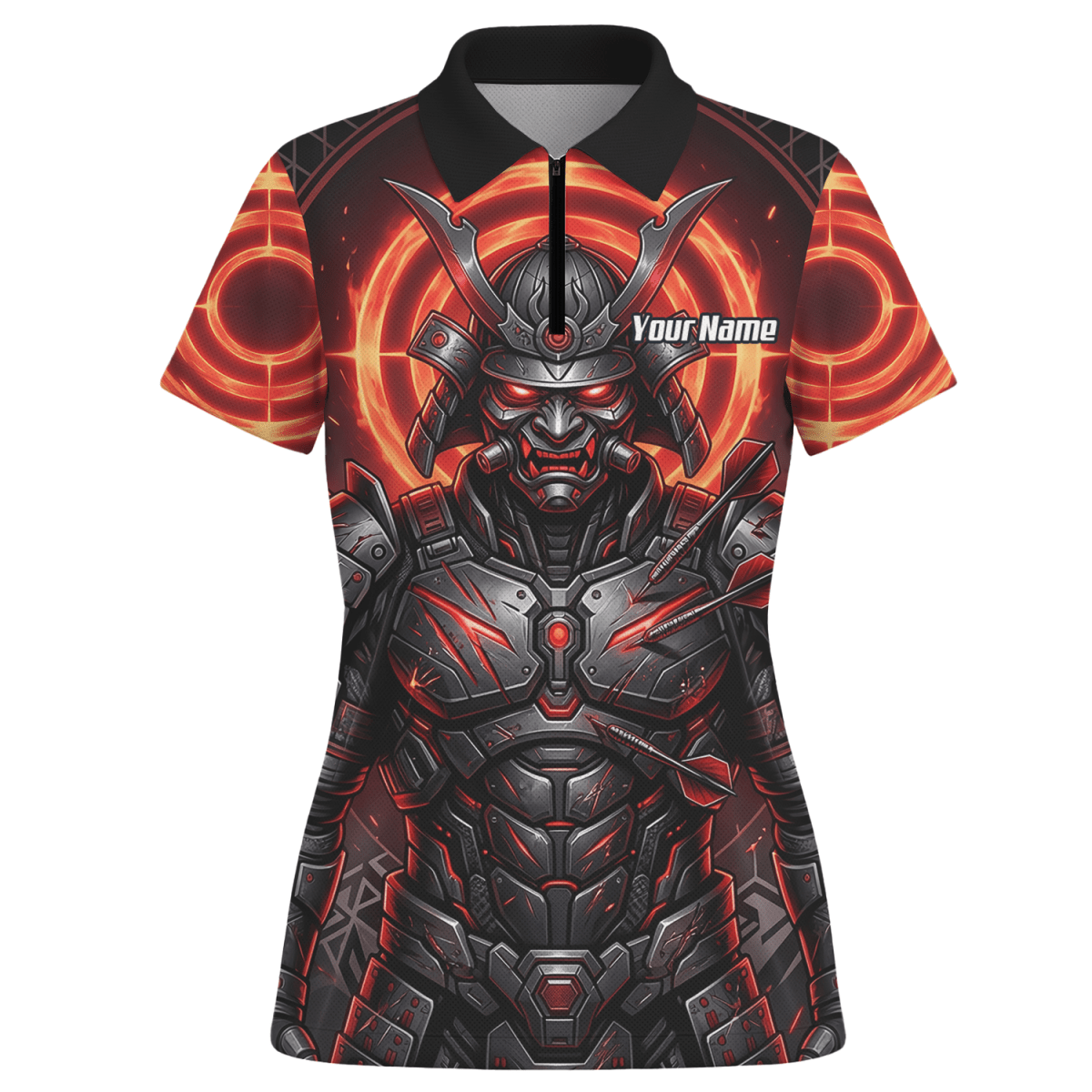 Dart Trikot Damen – Samurai Krieger Design Rot Schwarz Wunschname R5691 - Outfitsuche