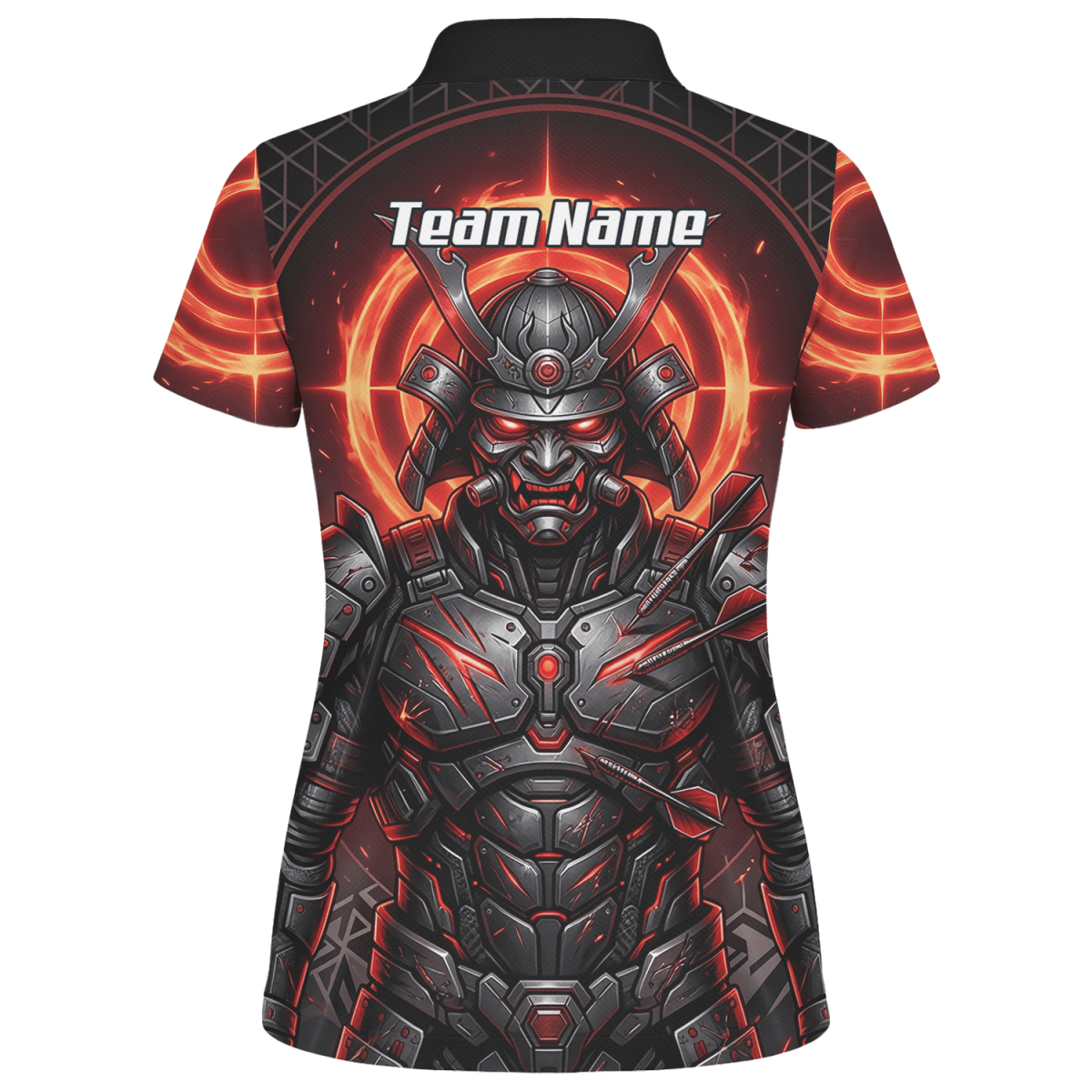 Dart Trikot Damen – Samurai Krieger Design Rot Schwarz Wunschname R5691 - Outfitsuche