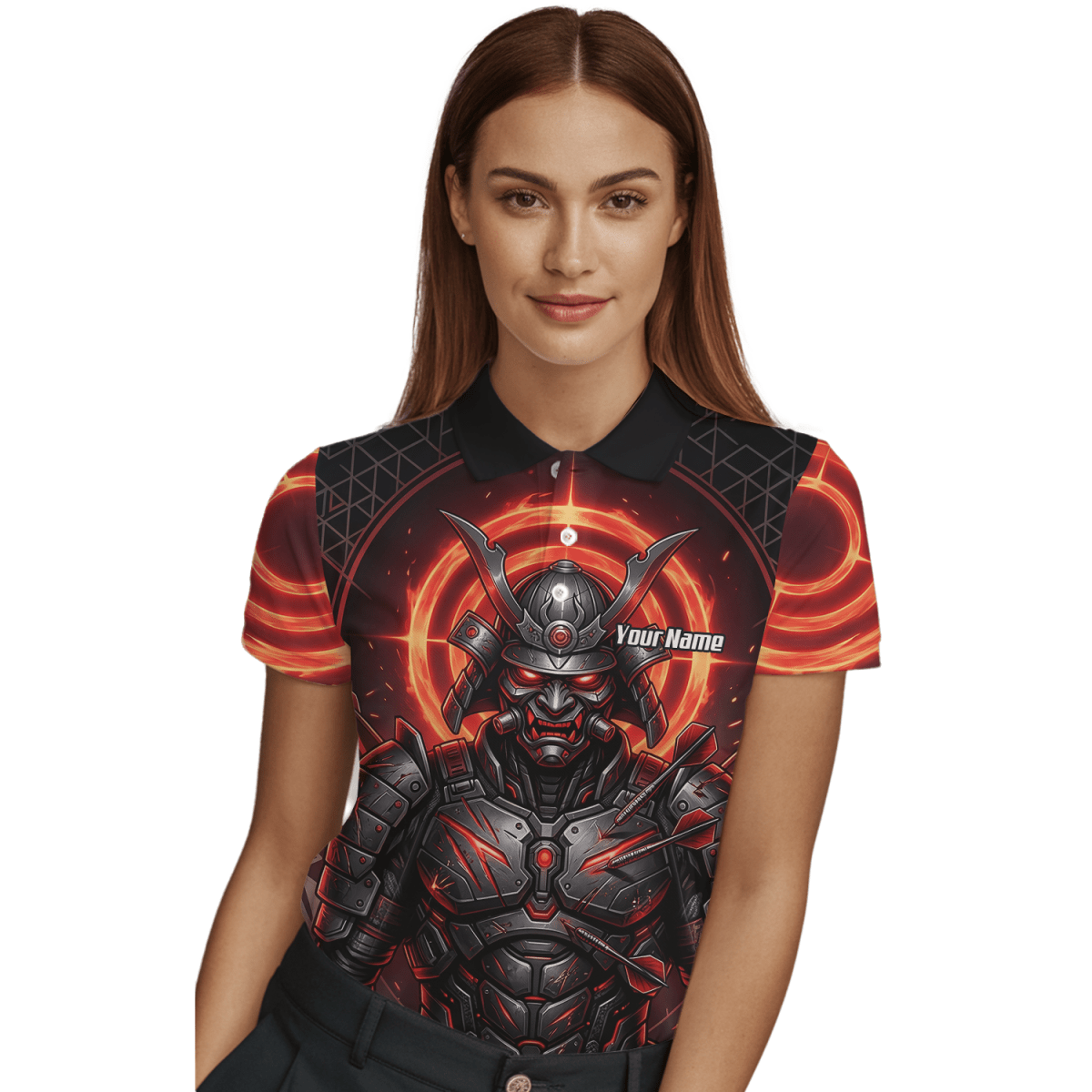 Dart Trikot Damen – Samurai Krieger Design Rot Schwarz Wunschname R5691 - Outfitsuche