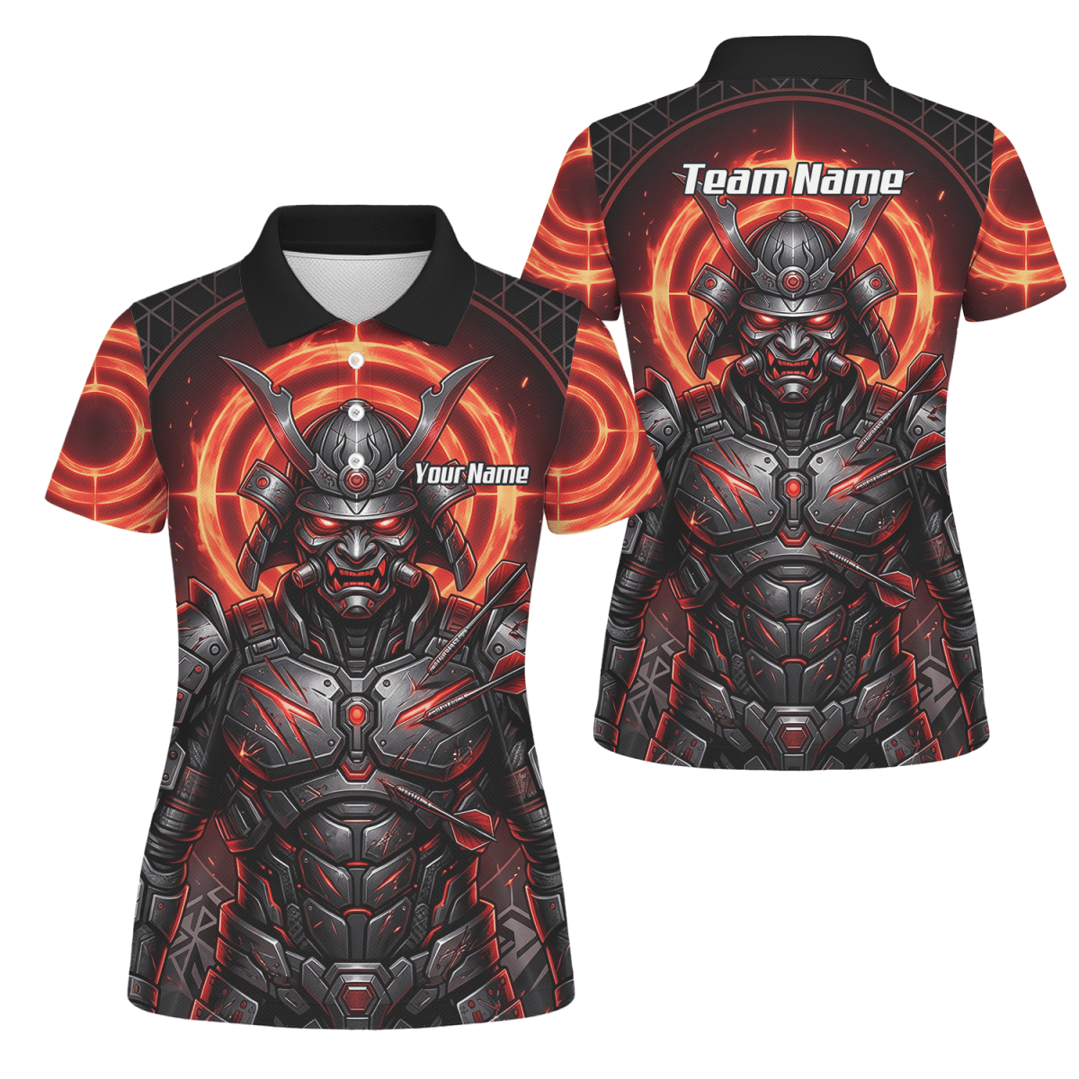 Dart Trikot Damen – Samurai Krieger Design Rot Schwarz Wunschname R5691 - Outfitsuche