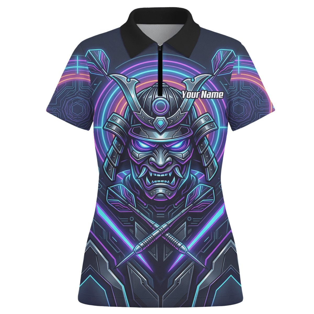 Dart Trikot Damen – Samurai Maske Cyber Neon – Personalisierbar M8824 - Outfitsuche