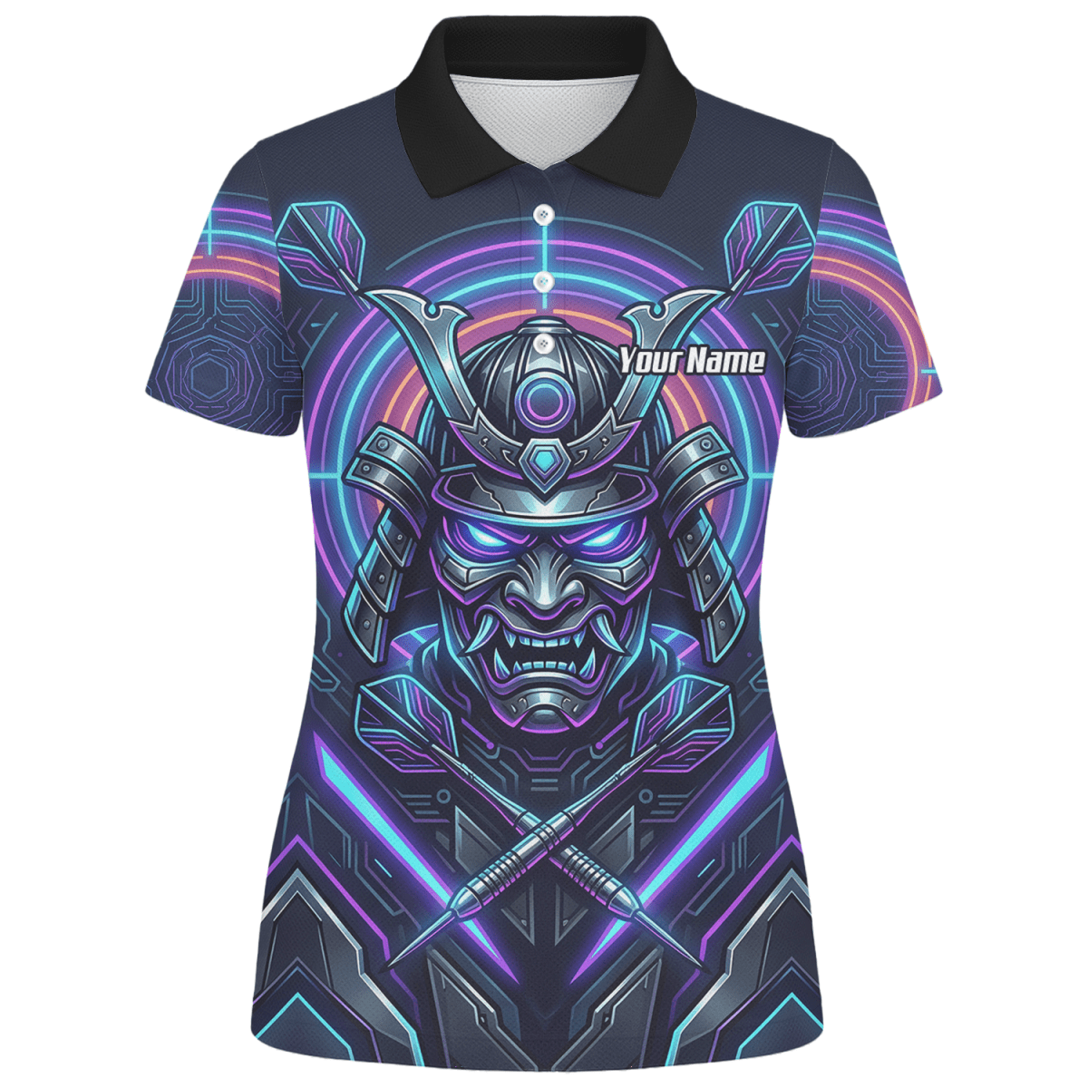 Dart Trikot Damen – Samurai Maske Cyber Neon – Personalisierbar M8824 - Outfitsuche