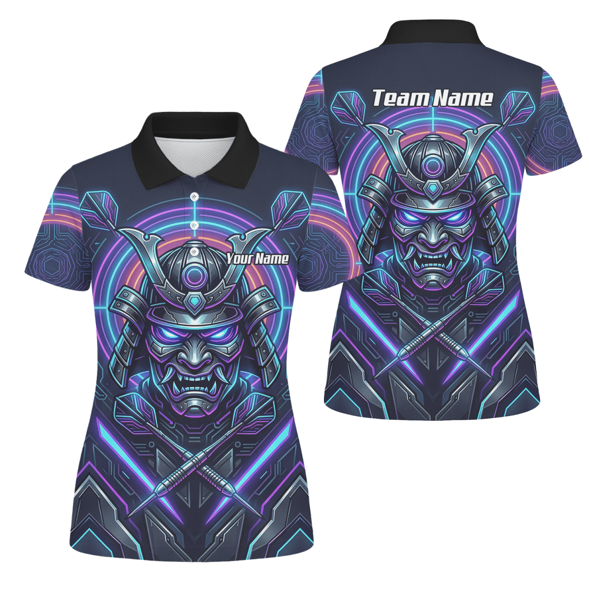Dart Trikot Damen – Samurai Maske Cyber Neon – Personalisierbar M8824 - Outfitsuche