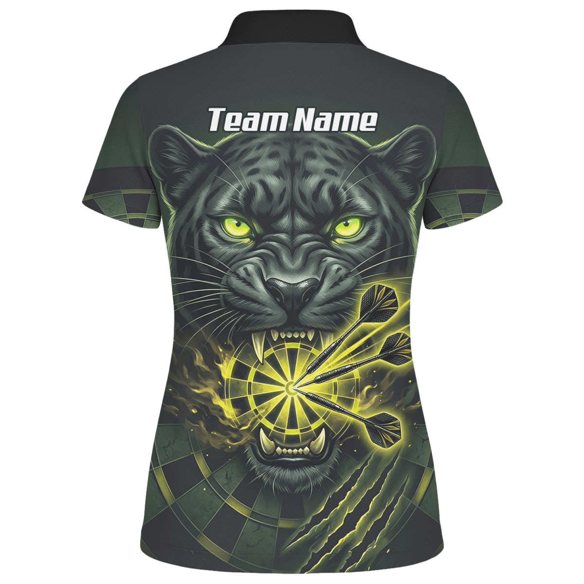 Dart Trikot Damen – Schwarzer Panther Design Schwarz Neon - Grün K8672 - Outfitsuche