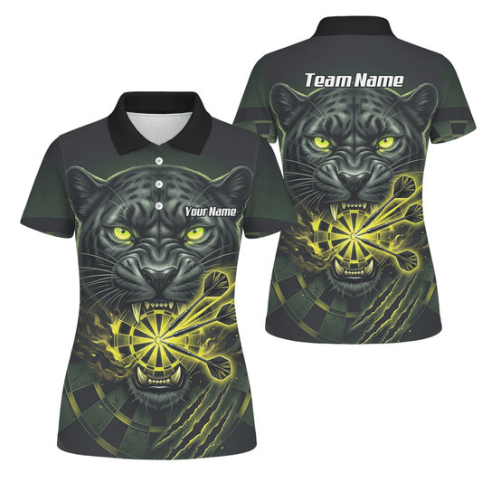 Dart Trikot Damen – Schwarzer Panther Design Schwarz Neon - Grün K8672 - Outfitsuche