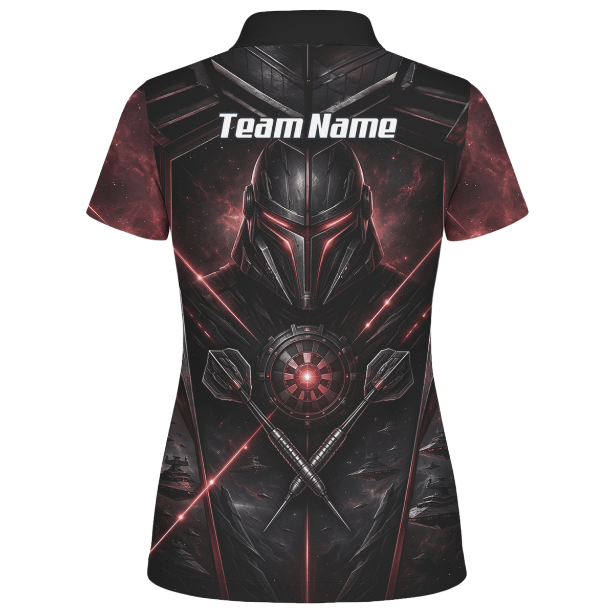 Dart Trikot Damen – Sci - Fi Krieger Helm Personalisierbar Schwarz Rot V9187 - Outfitsuche