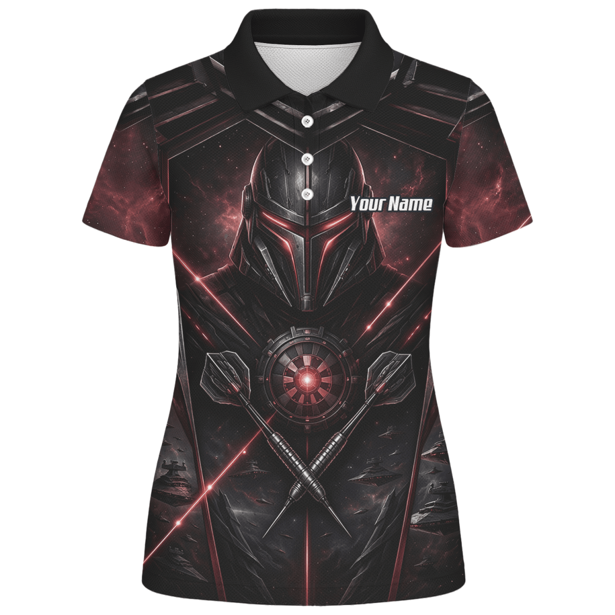 Dart Trikot Damen – Sci - Fi Krieger Helm Personalisierbar Schwarz Rot V9187 - Outfitsuche