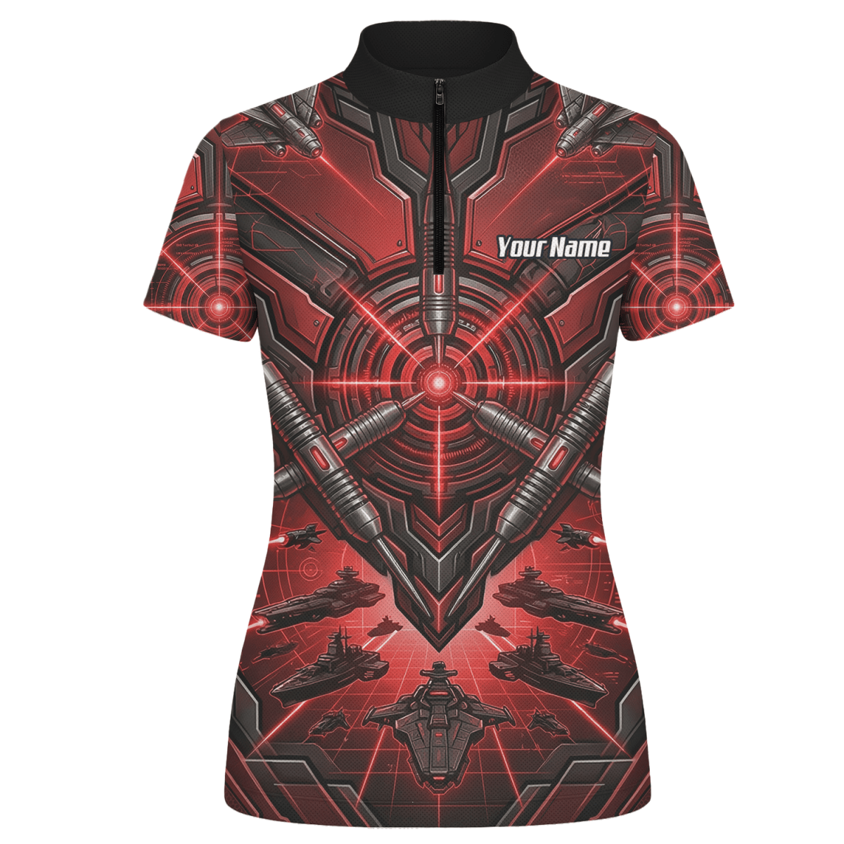 Dart Trikot Damen – Sci - Fi Target Design Rot Schwarz H6778 - Outfitsuche