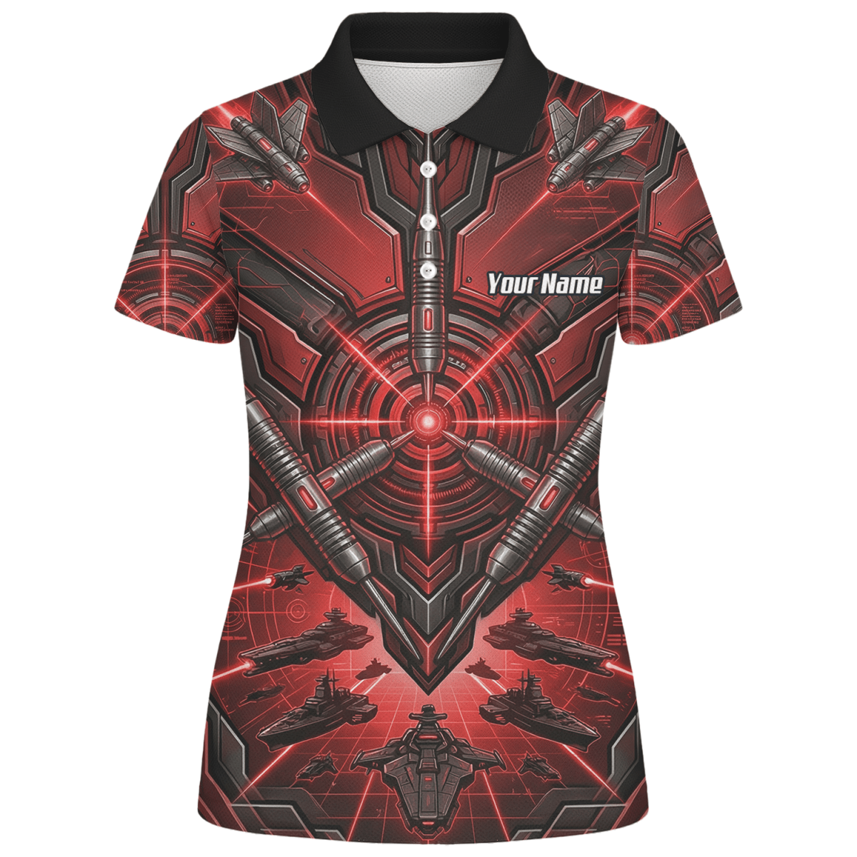 Dart Trikot Damen – Sci - Fi Target Design Rot Schwarz H6778 - Outfitsuche