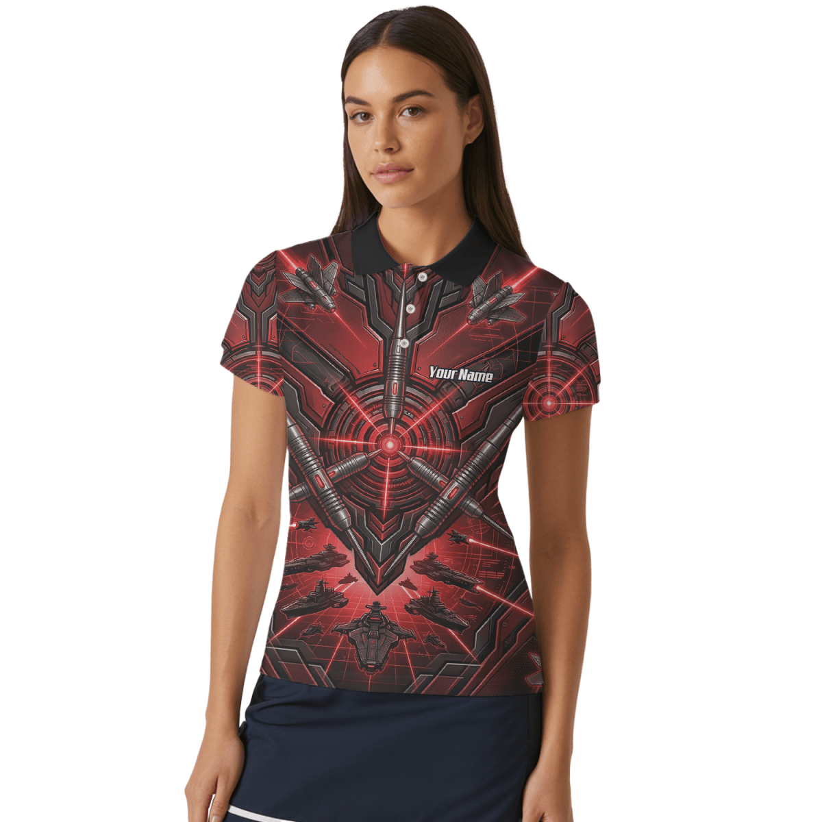 Dart Trikot Damen – Sci - Fi Target Design Rot Schwarz H6778 - Outfitsuche
