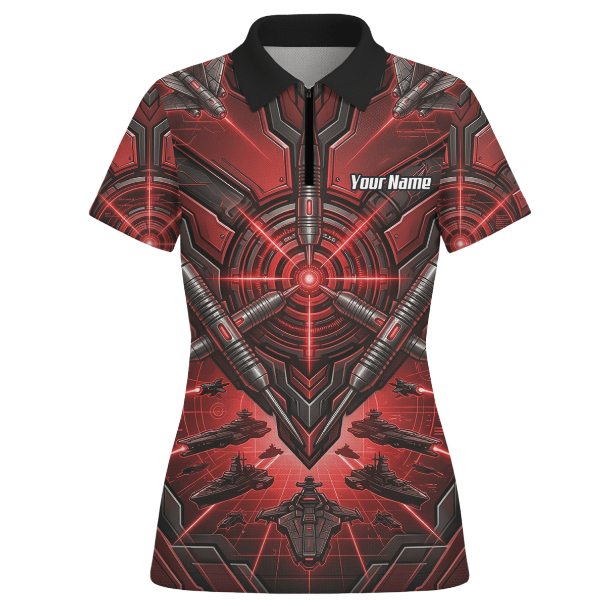 Dart Trikot Damen – Sci - Fi Target Design Rot Schwarz H6778 - Outfitsuche