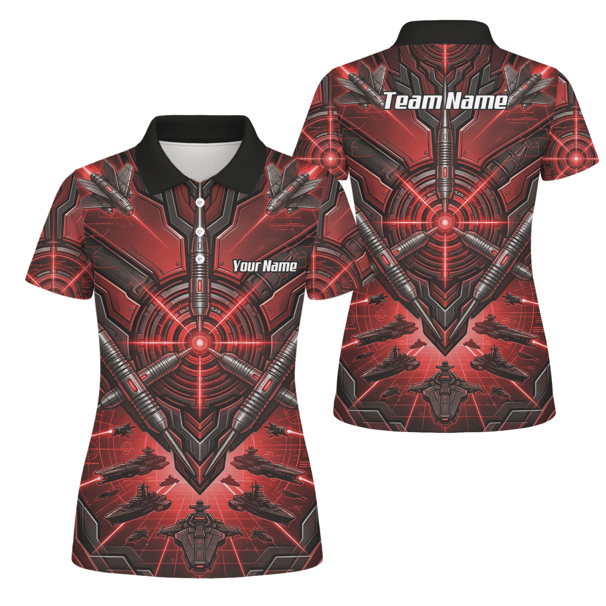 Dart Trikot Damen – Sci - Fi Target Design Rot Schwarz H6778 - Outfitsuche