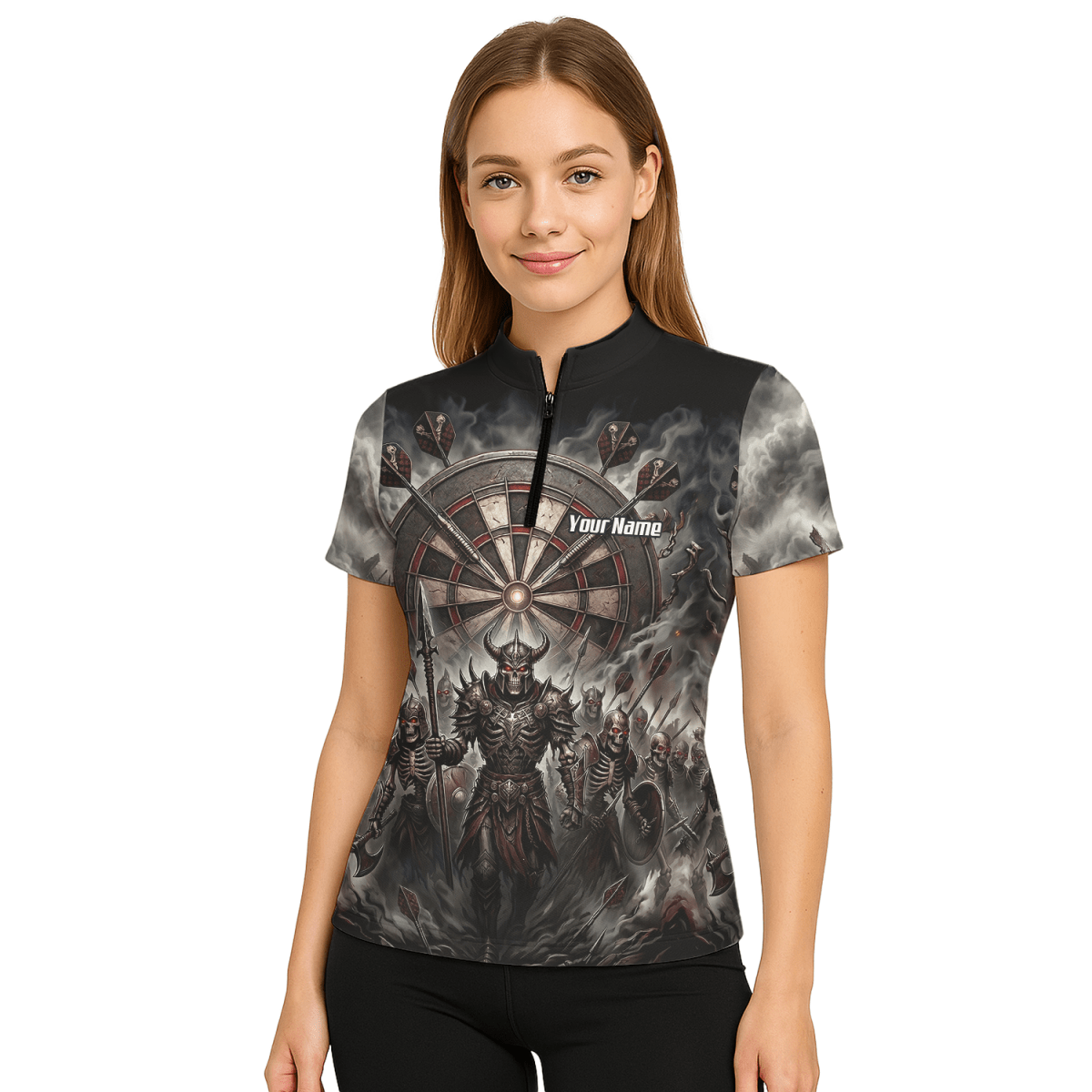 Dart Trikot Damen – Skelett Krieger Armee Schwarz Personalisierbar E8117 - Outfitsuche