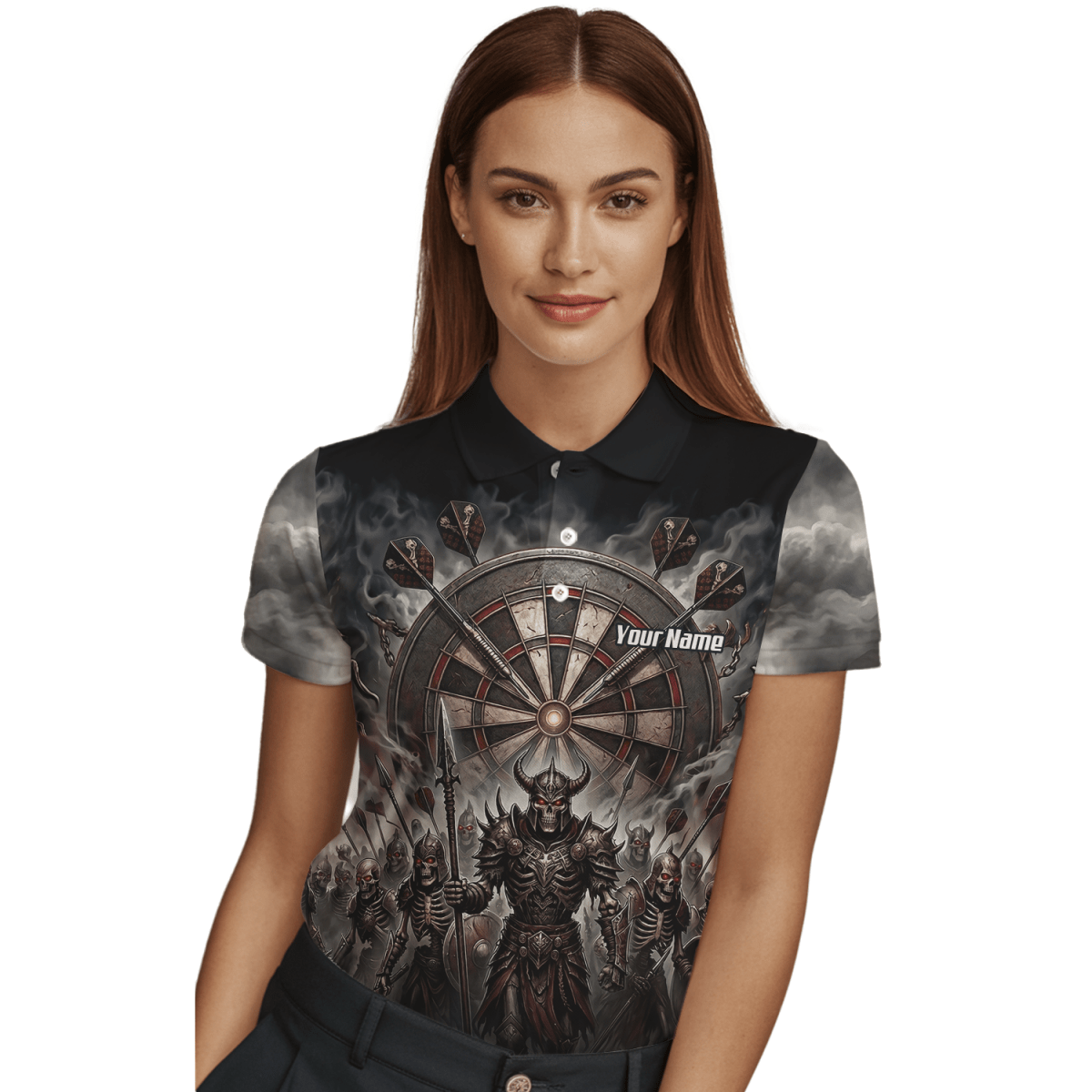 Dart Trikot Damen – Skelett Krieger Armee Schwarz Personalisierbar E8117 - Outfitsuche