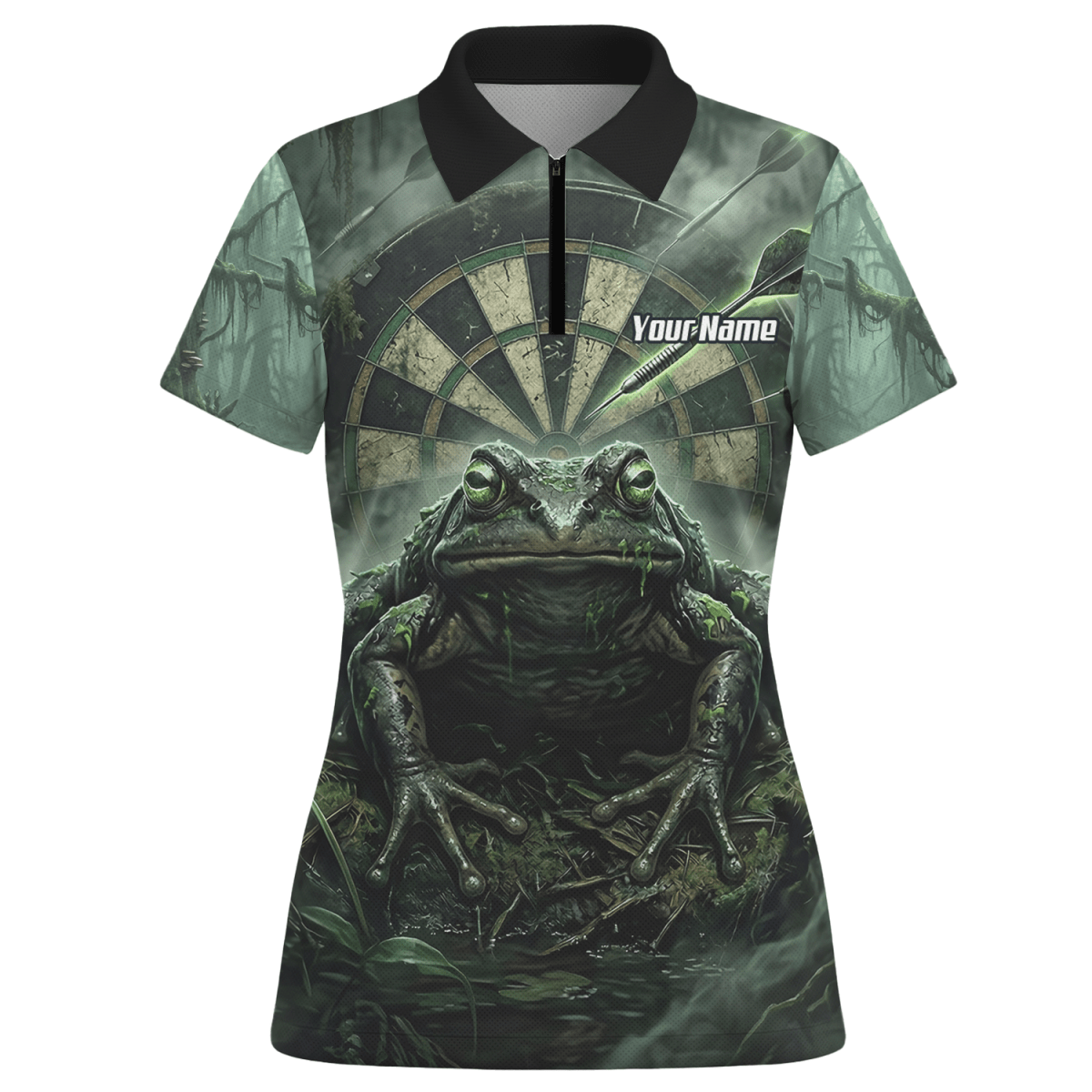 Dart Trikot Damen – Sumpf - Kröte Design Grün Schwarz – Personalisiert J6550 - Outfitsuche