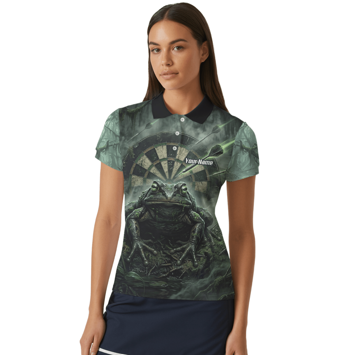 Dart Trikot Damen – Sumpf - Kröte Design Grün Schwarz – Personalisiert J6550 - Outfitsuche