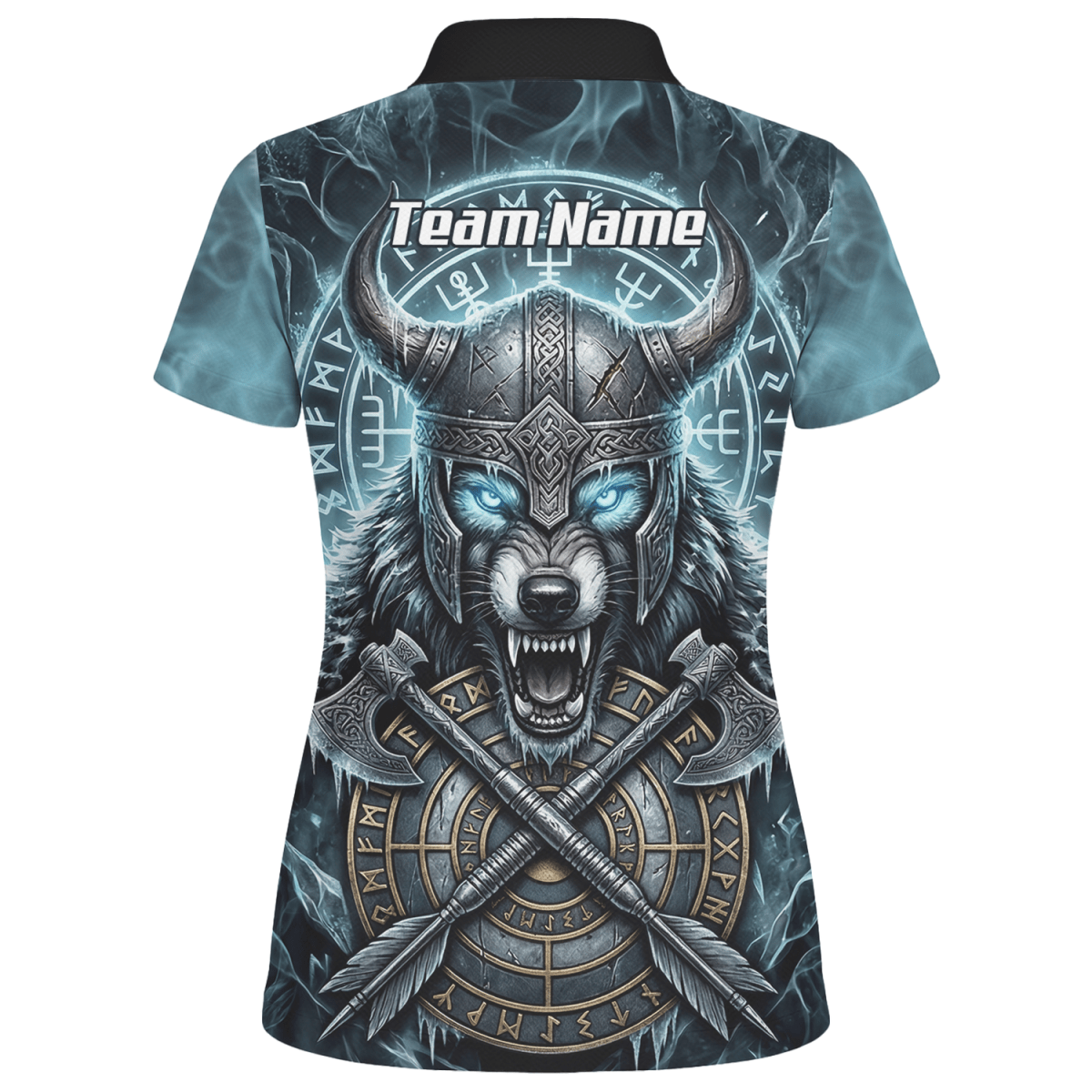 Dart Trikot Damen – Wikinger Wolf & Runen – Blau Schwarz personalisierbar N8517 - Outfitsuche
