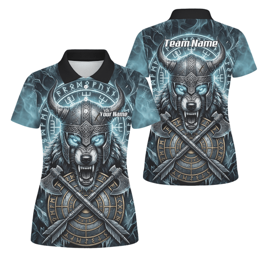 Dart Trikot Damen – Wikinger Wolf & Runen – Blau Schwarz personalisierbar N8517 - Outfitsuche
